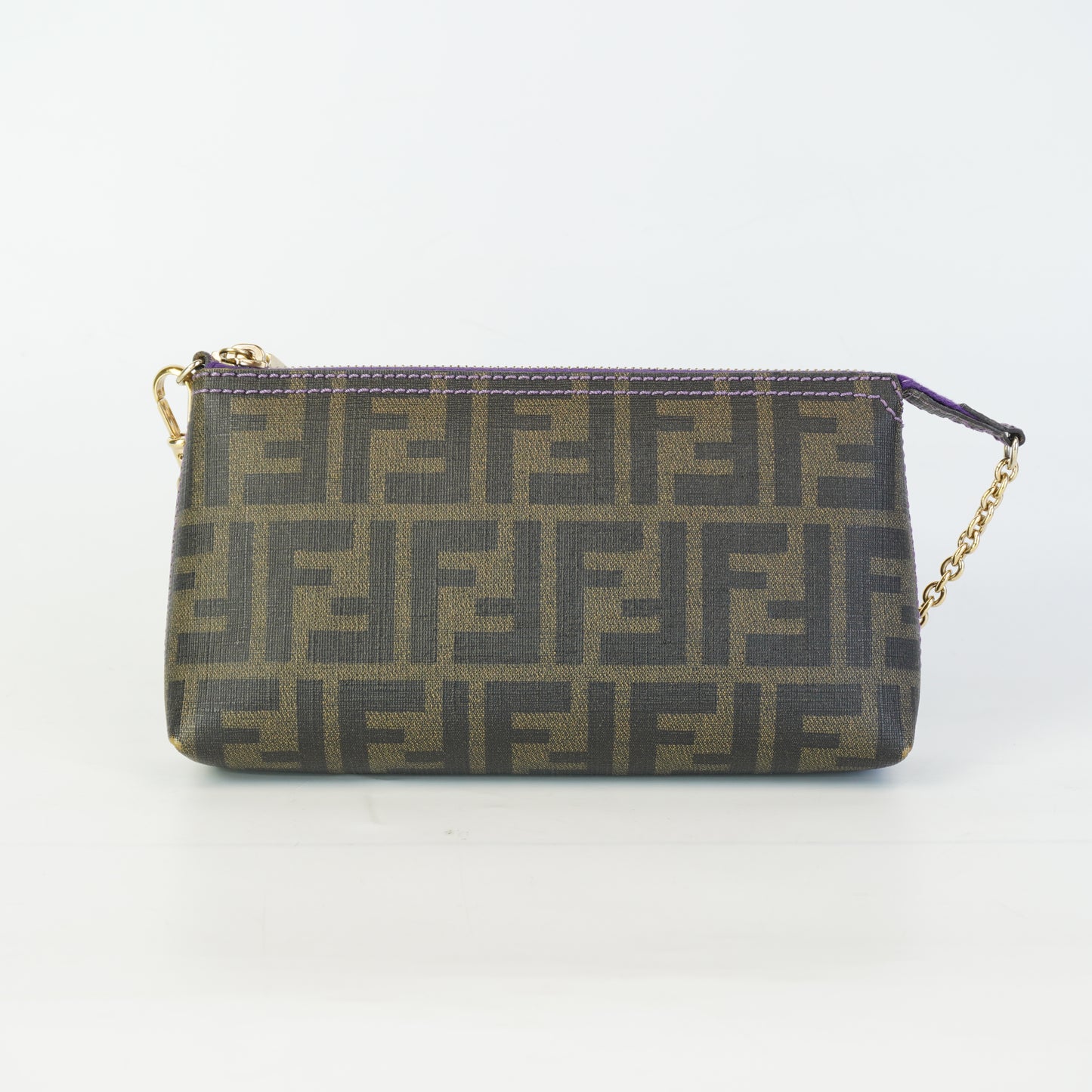 Fendi Zucca Spalmati Chain Pochette Small GHW