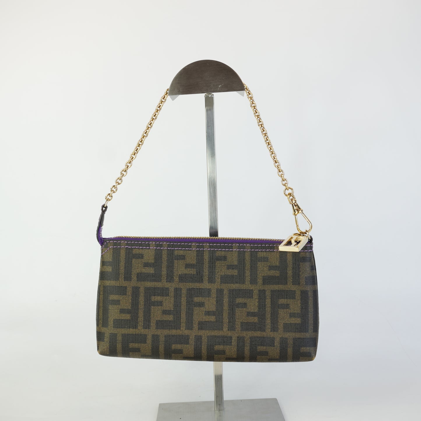 Fendi Zucca Spalmati Chain Pochette Small GHW