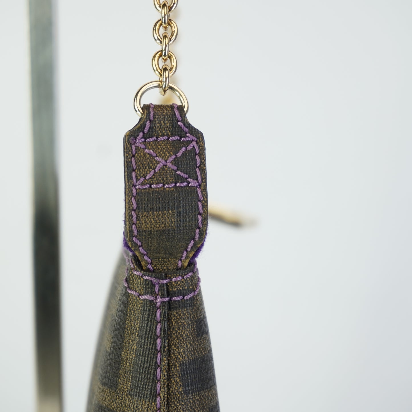 Fendi Zucca Spalmati Chain Pochette Small GHW