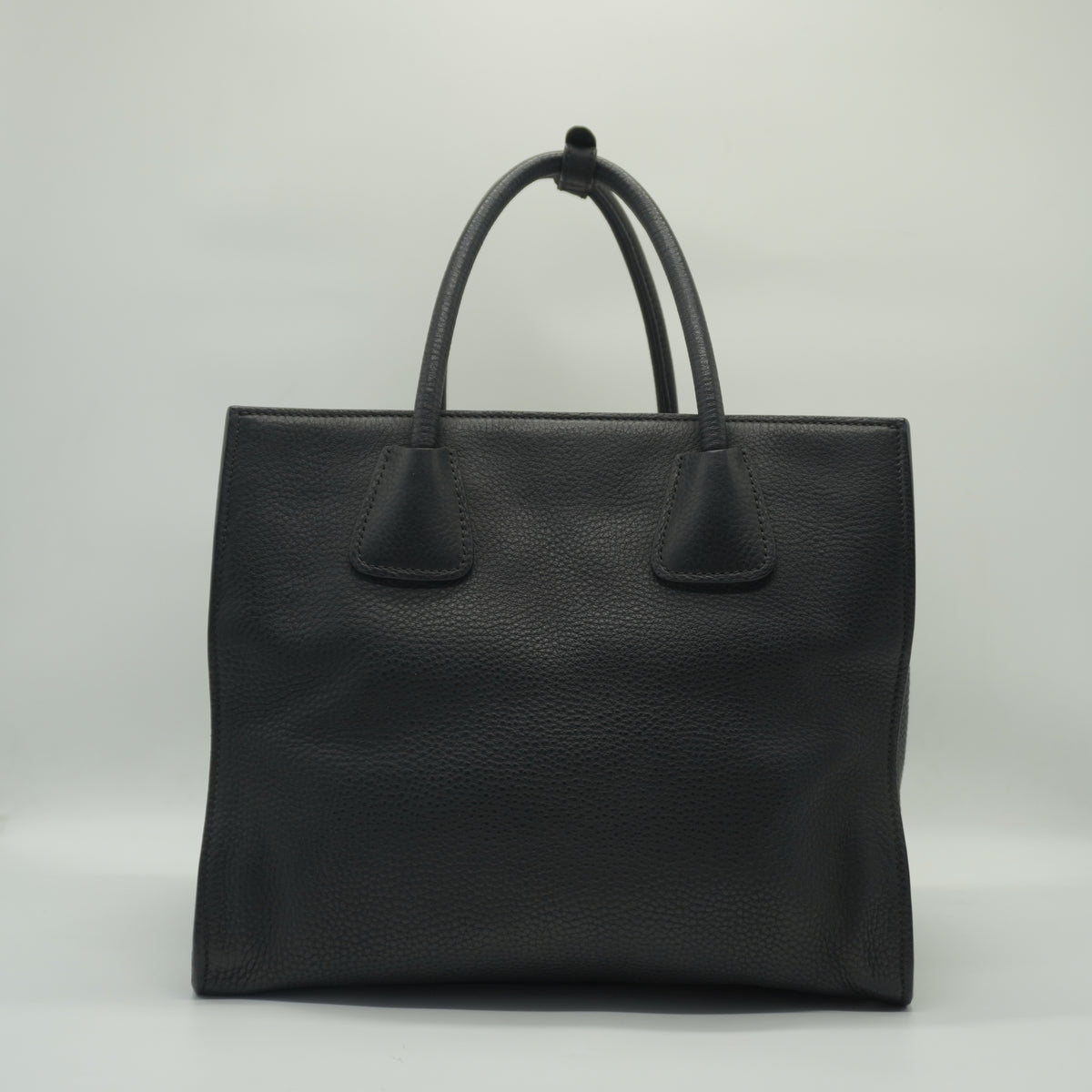 Prada	Black Vitello Daino Leather Double Handle Tote Bag GHW
