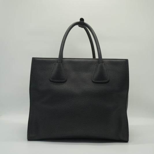 Prada	Black Vitello Daino Leather Double Handle Tote Bag GHW