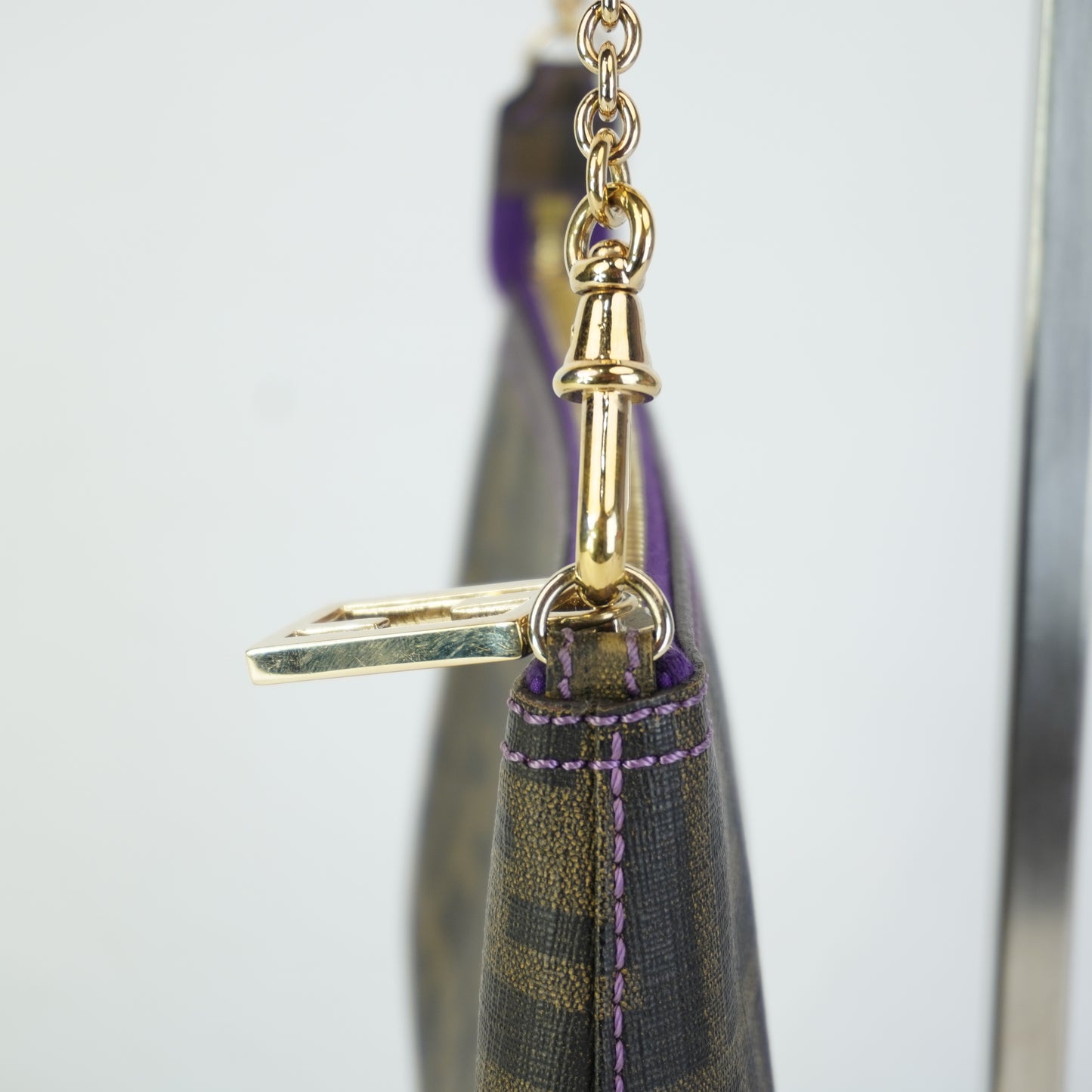 Fendi Zucca Spalmati Chain Pochette Small GHW
