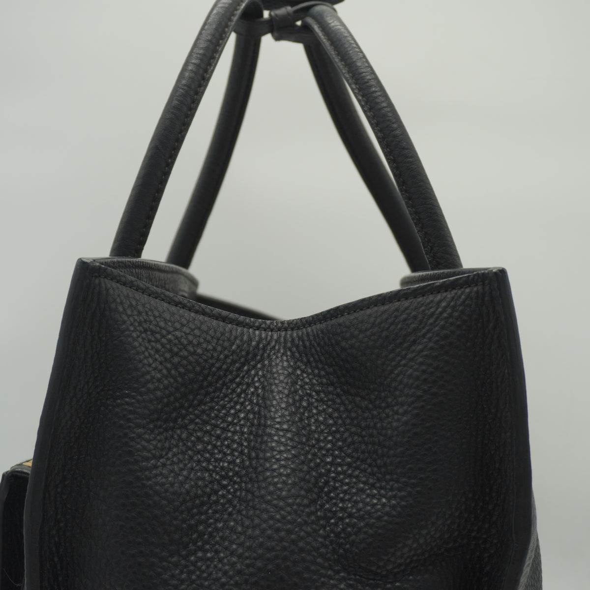Prada	Black Vitello Daino Leather Double Handle Tote Bag GHW