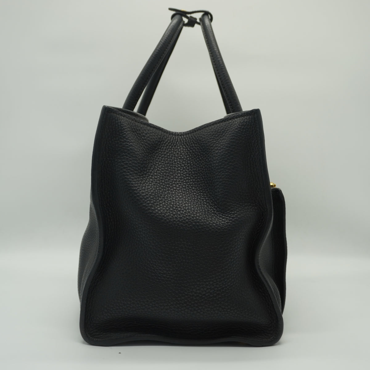 Prada	Black Vitello Daino Leather Double Handle Tote Bag GHW