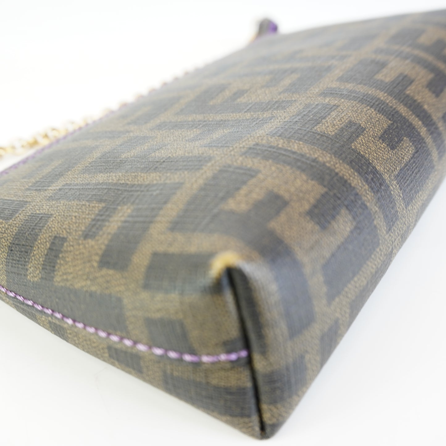 Fendi Zucca Spalmati Chain Pochette Small GHW