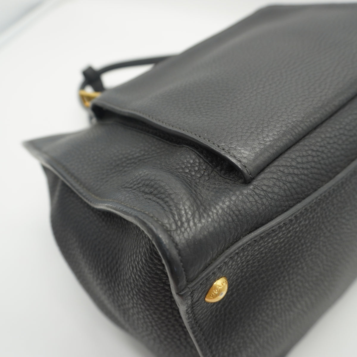 Prada	Black Vitello Daino Leather Double Handle Tote Bag GHW
