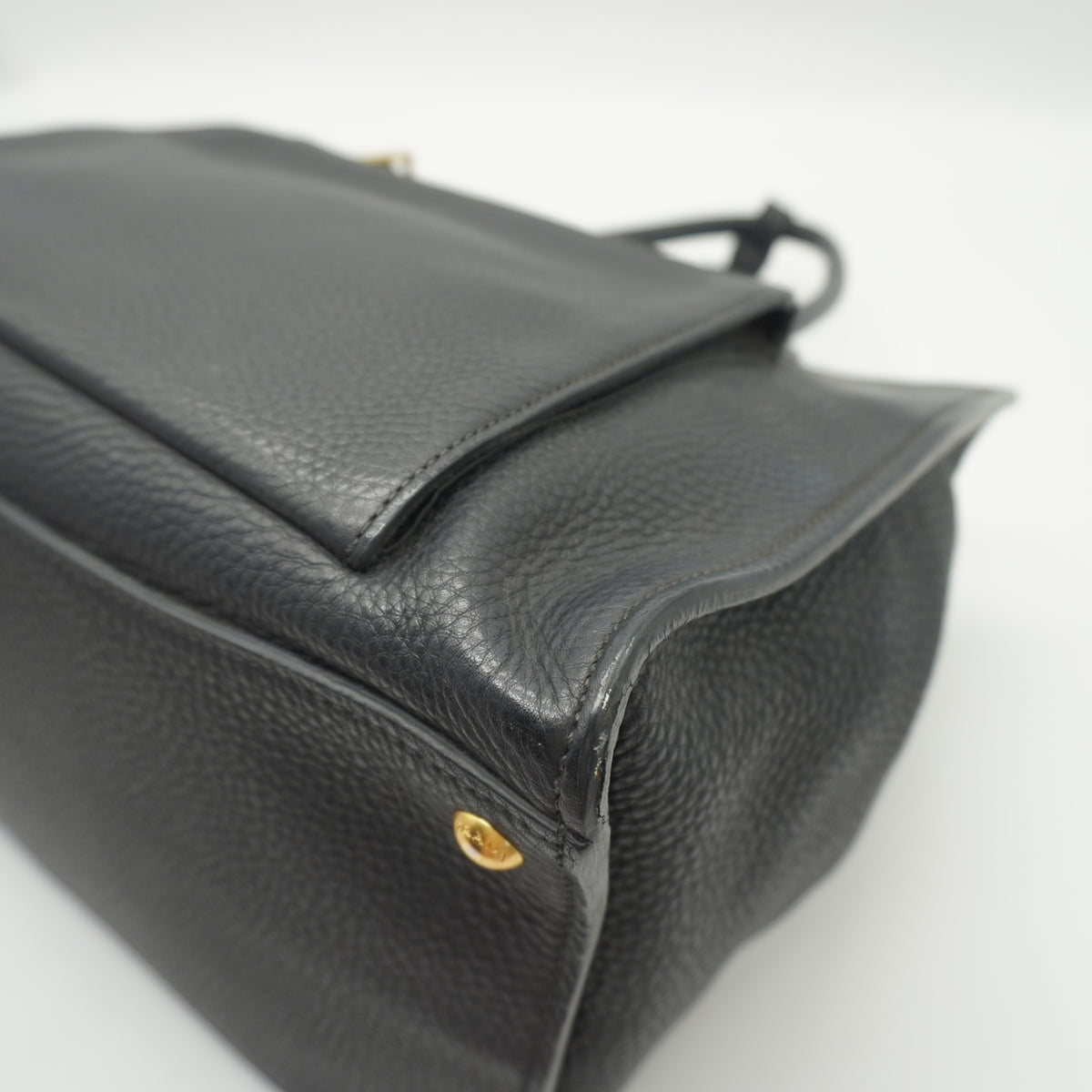 Prada	Black Vitello Daino Leather Double Handle Tote Bag GHW