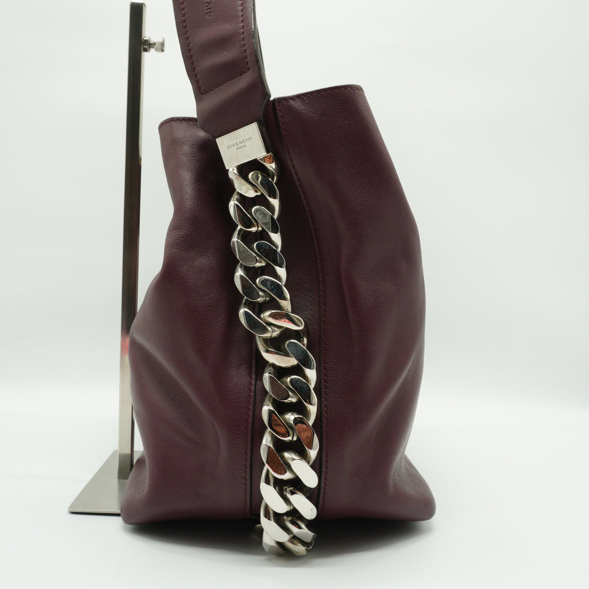 Givenchy Infinity Chain Large Calfskin Bucket Burgundy Bag