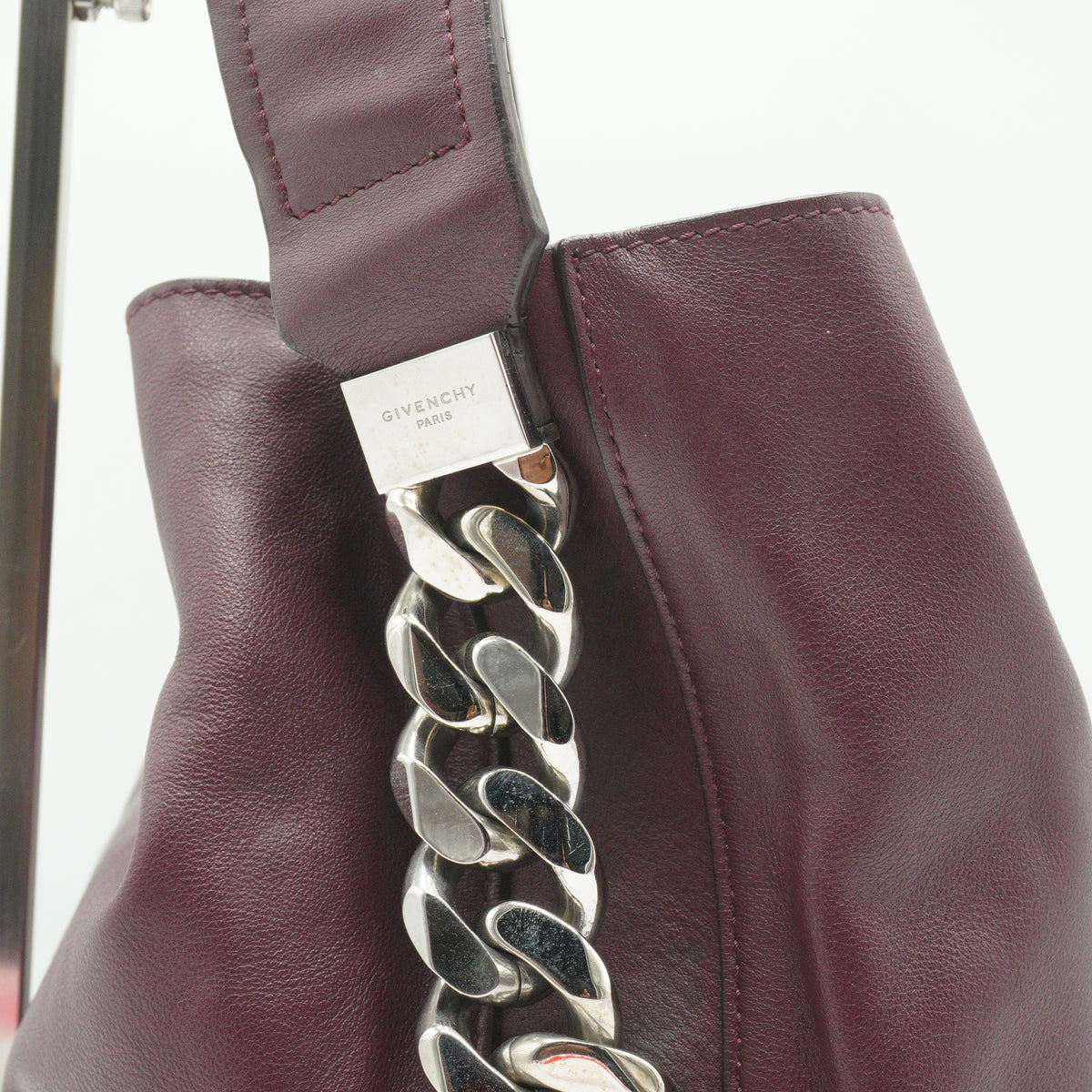 Givenchy Infinity Chain Large Calfskin Bucket Burgundy Bag
