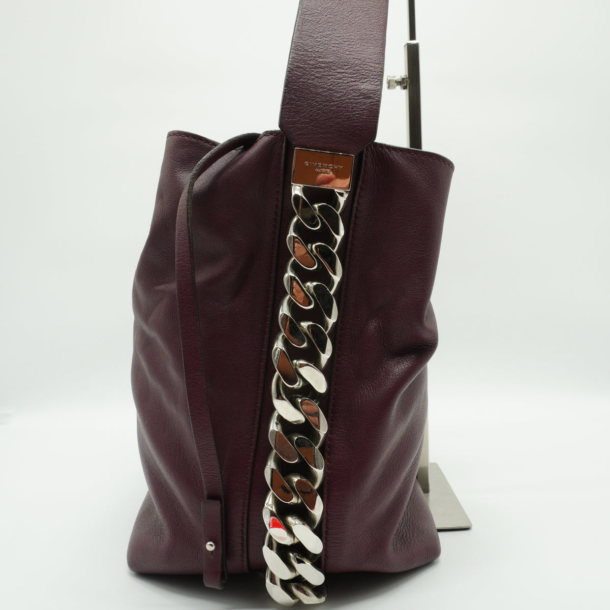 Givenchy Infinity Chain Large Calfskin Bucket Burgundy Bag