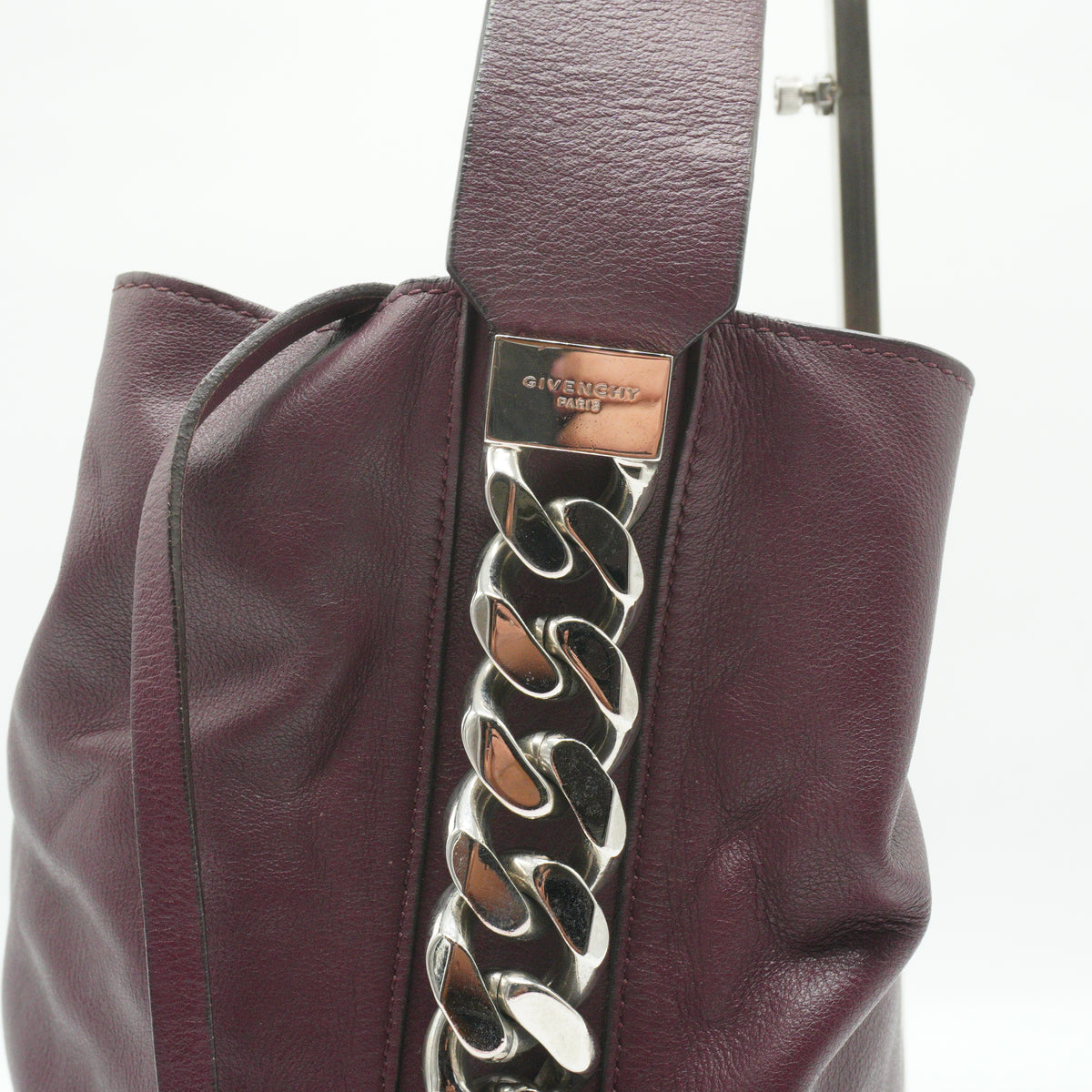 Givenchy Infinity Chain Large Calfskin Bucket Burgundy Bag