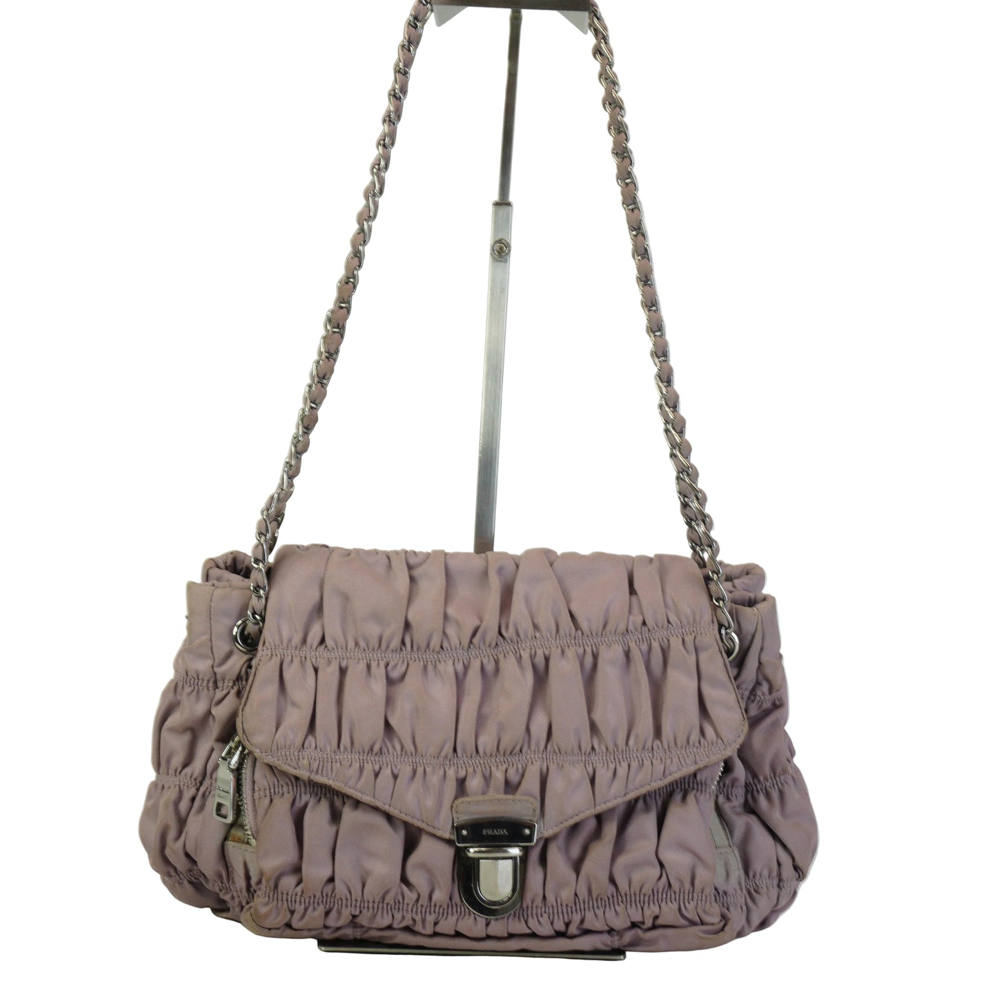 Prada	Tessuto Gaufre Gathered Nylon Shoulder Bag Small SHW