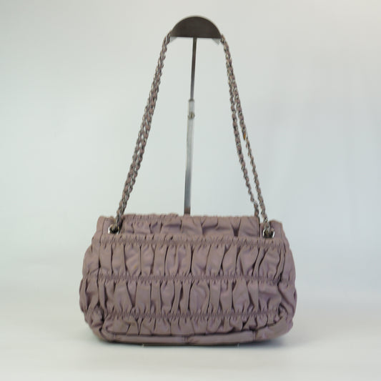 Prada	Tessuto Gaufre Gathered Nylon Shoulder Bag Small SHW