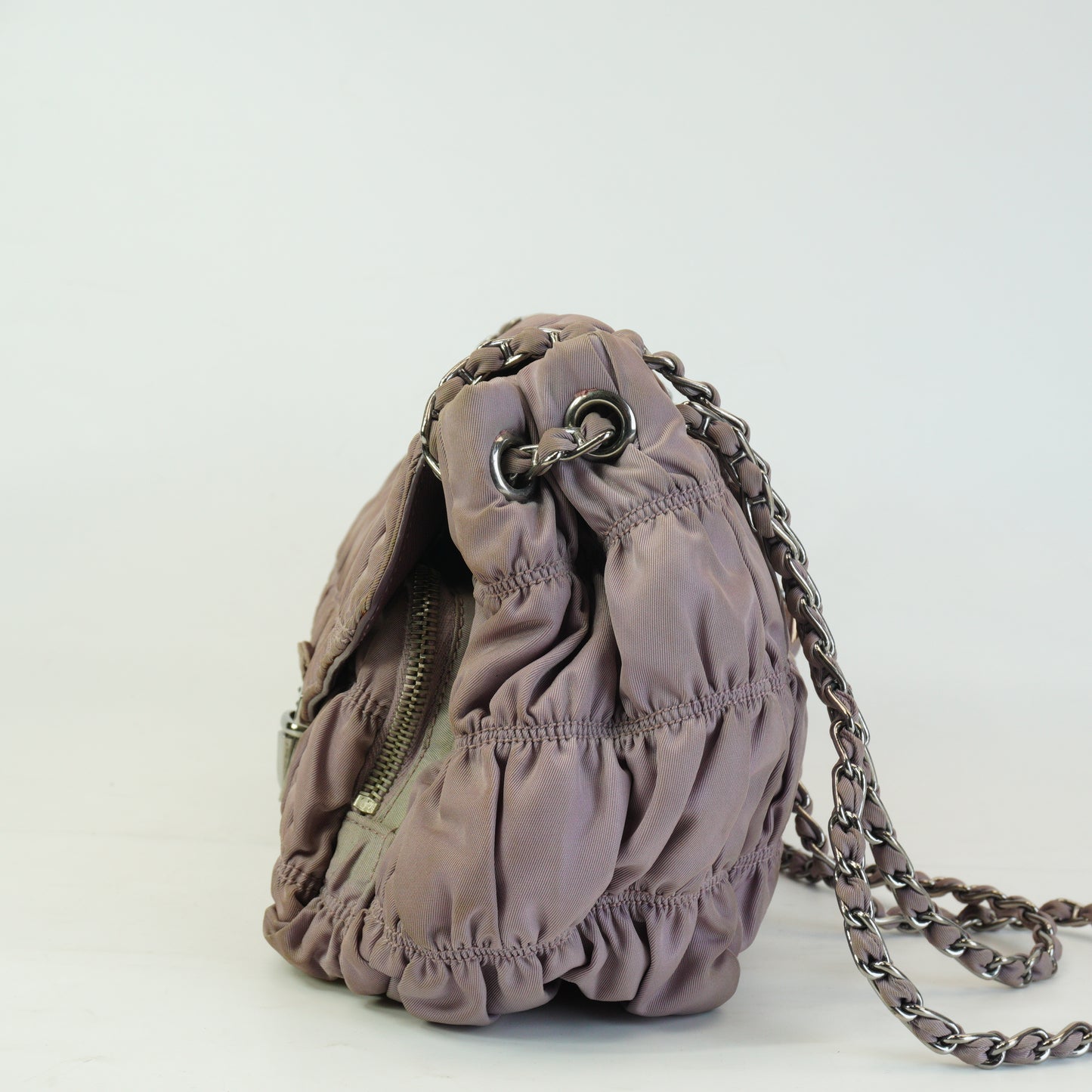 Prada	Tessuto Gaufre Gathered Nylon Shoulder Bag Small SHW