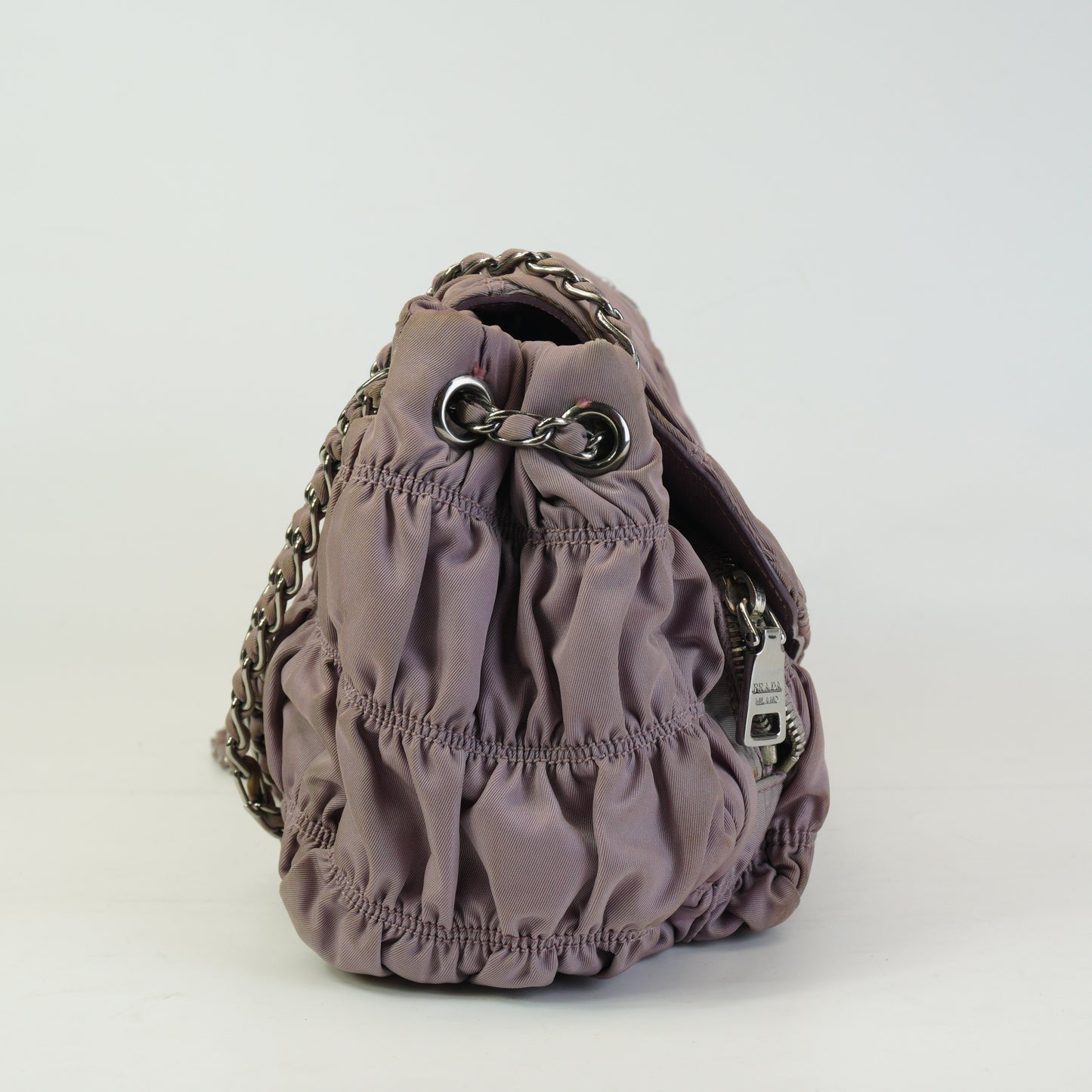 Prada	Tessuto Gaufre Gathered Nylon Shoulder Bag Small SHW