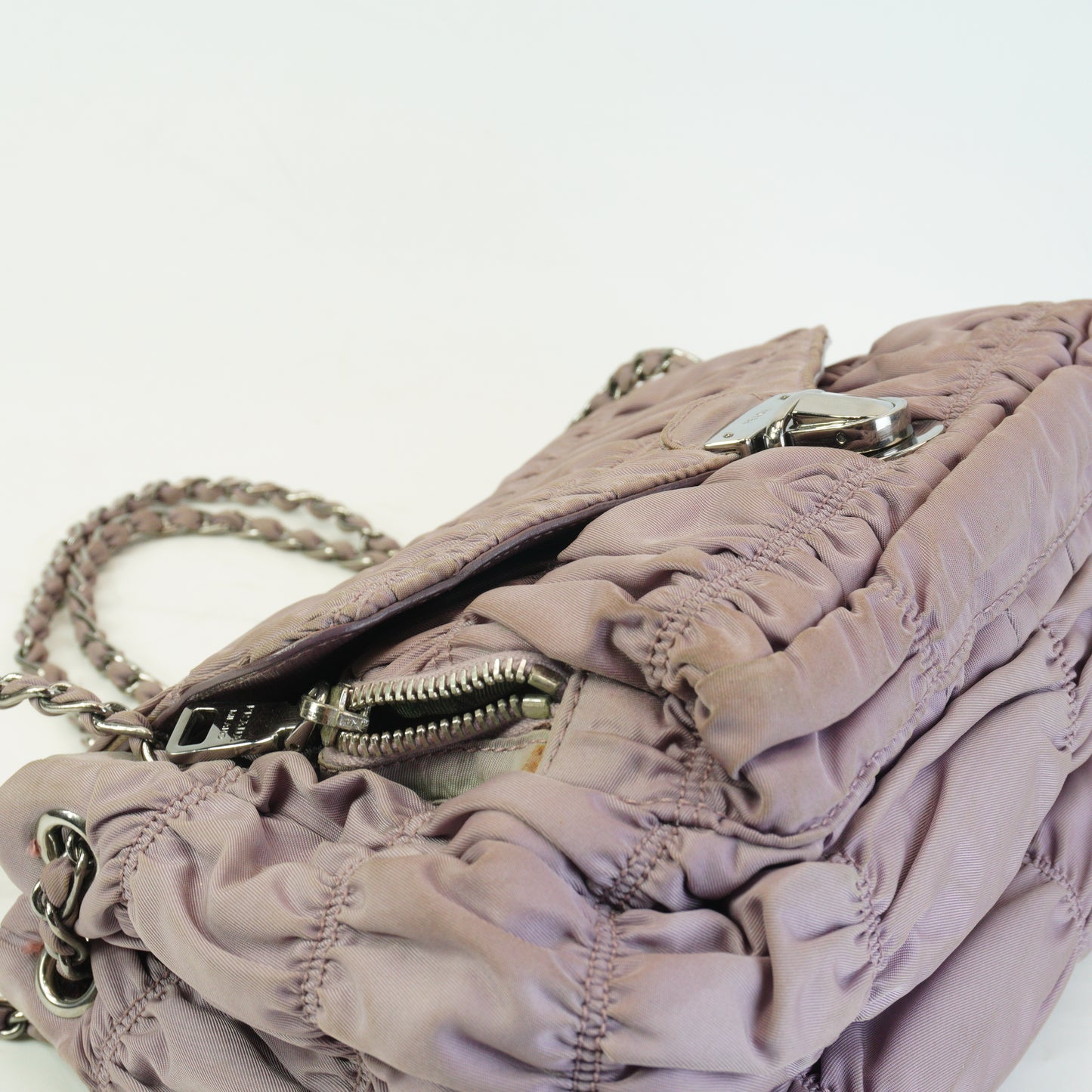 Prada	Tessuto Gaufre Gathered Nylon Shoulder Bag Small SHW