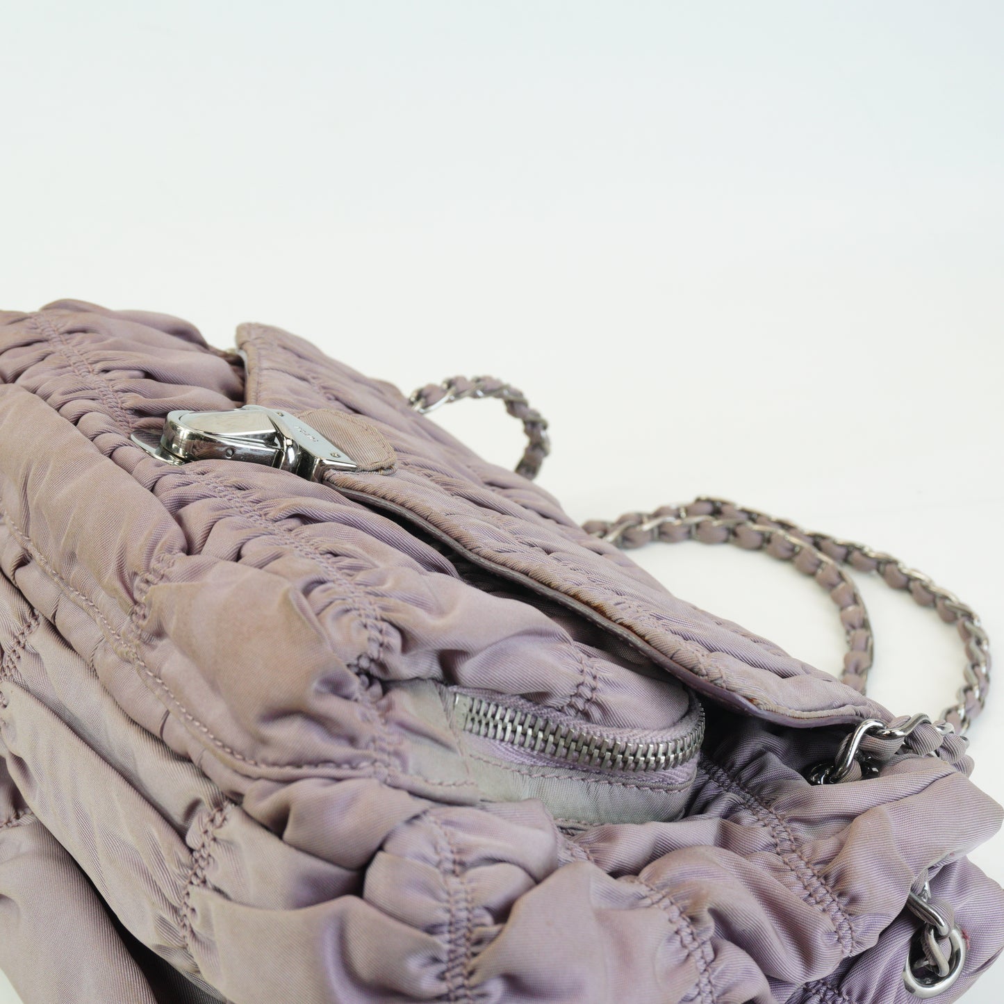 Prada	Tessuto Gaufre Gathered Nylon Shoulder Bag Small SHW