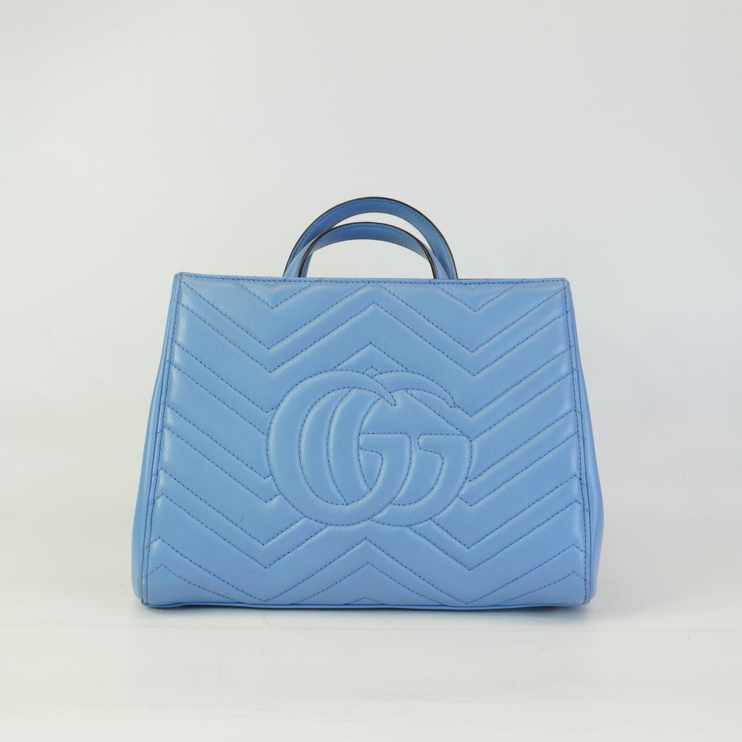 Gucci	GG Marmont Matelasse Top Handle  Blue Medium GHW