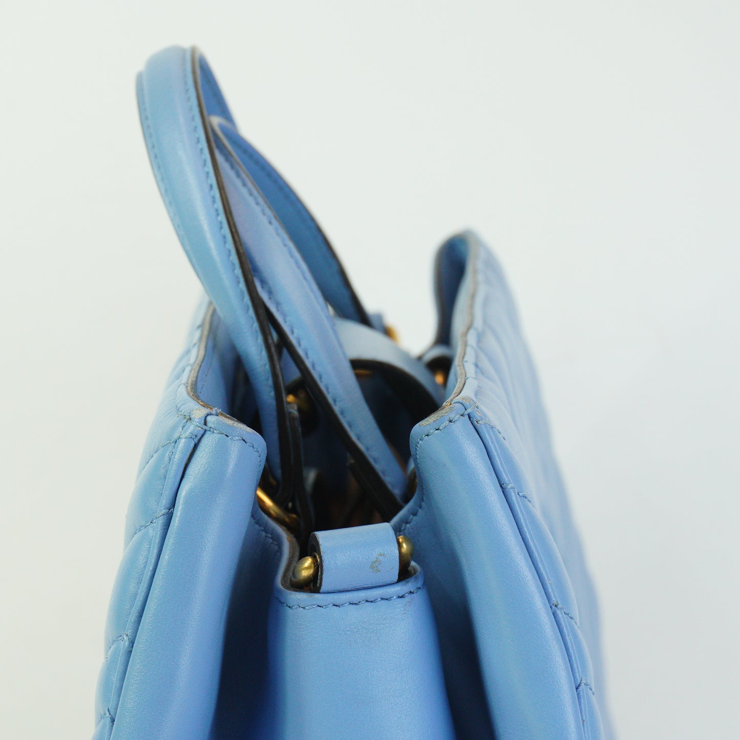 Gucci	GG Marmont Matelasse Top Handle  Blue Medium GHW