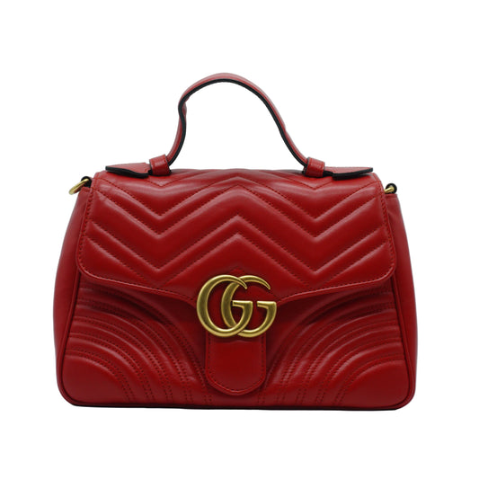 Gucci GG Marmont Top Handle medium Red GHW