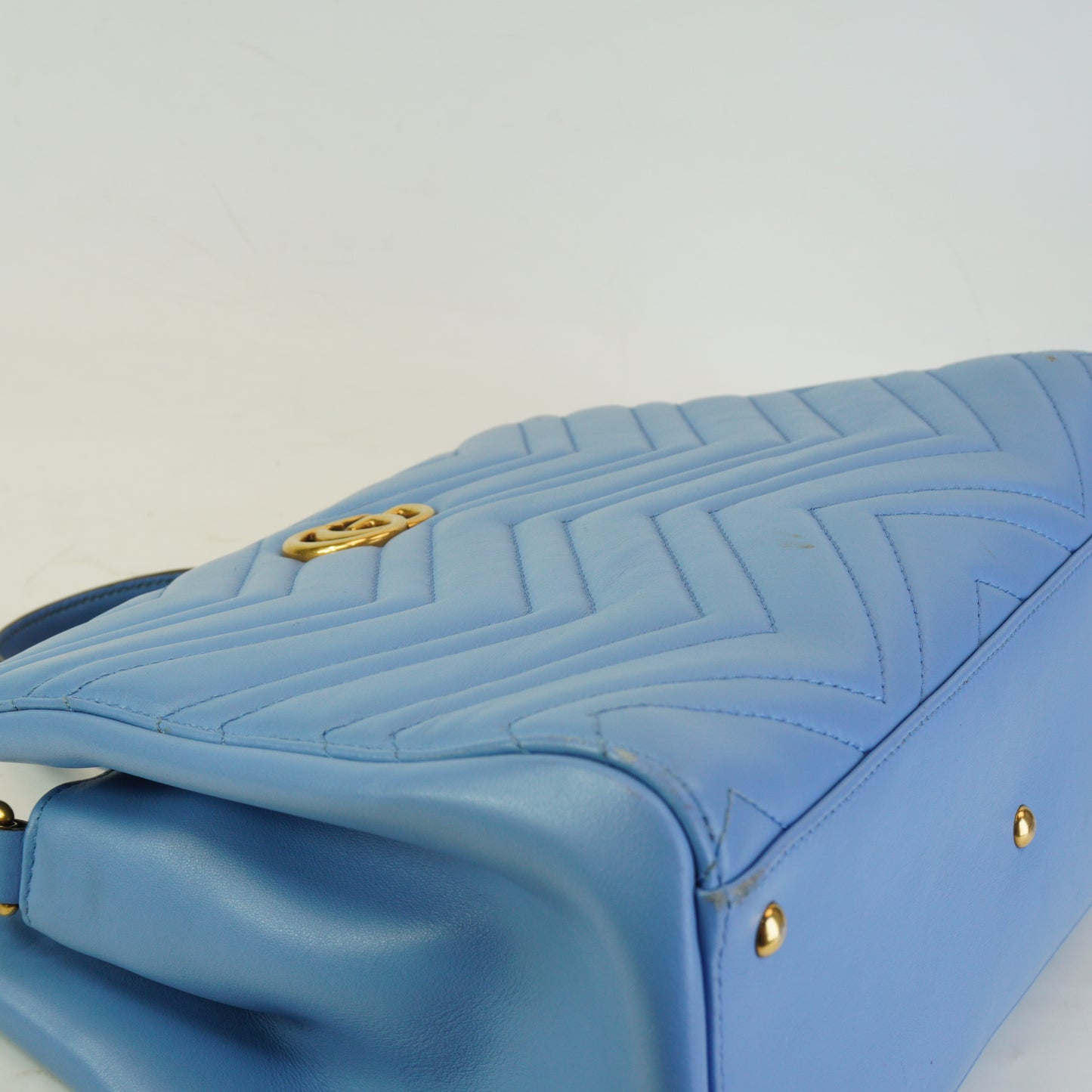 Gucci	GG Marmont Matelasse Top Handle  Blue Medium GHW