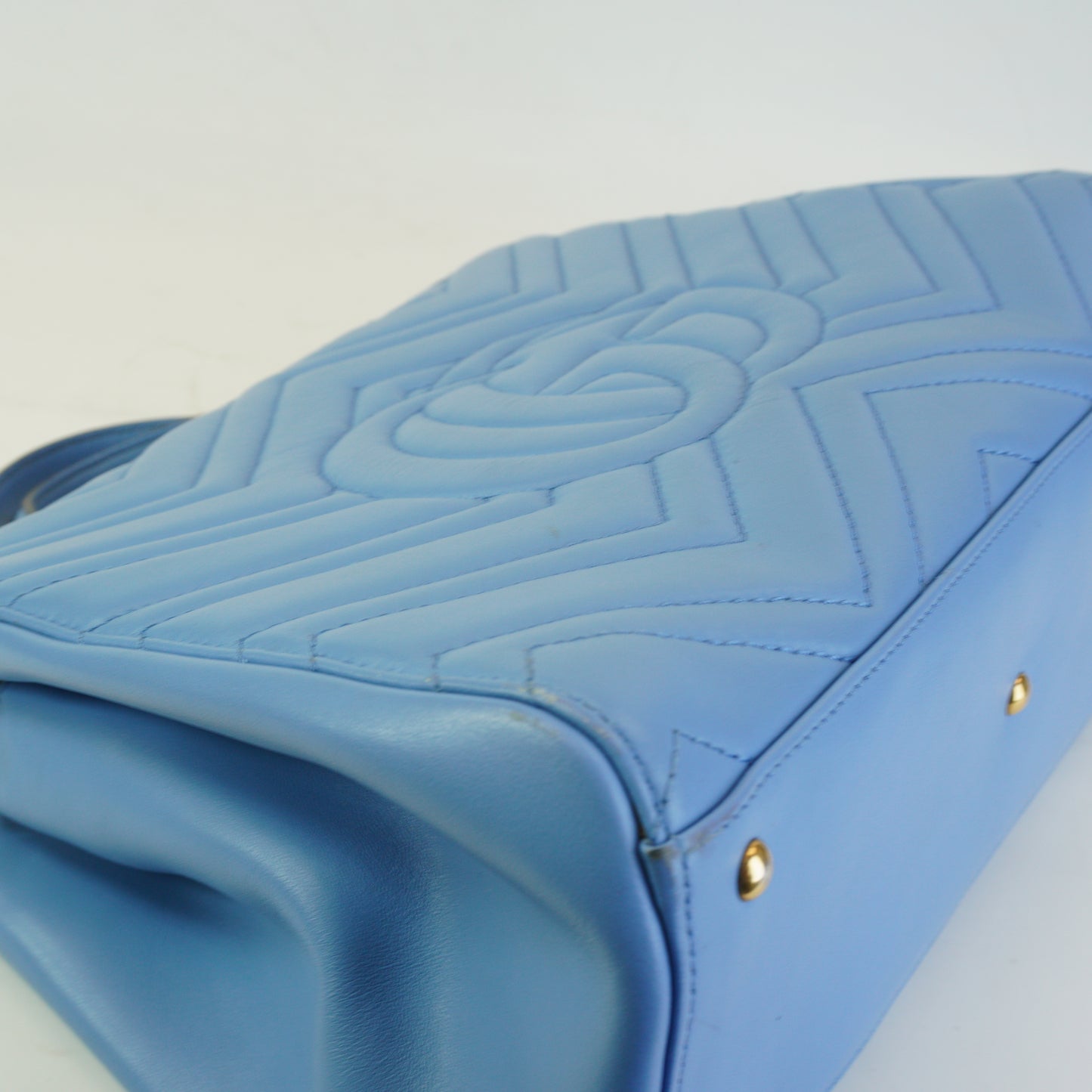 Gucci	GG Marmont Matelasse Top Handle  Blue Medium GHW