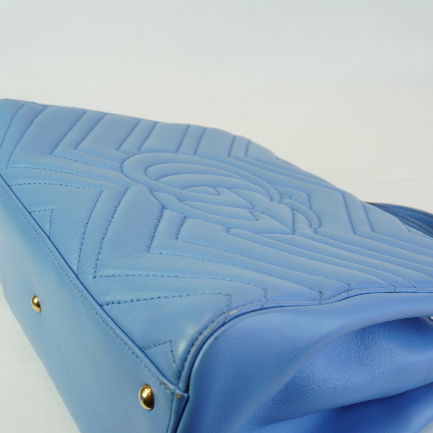 Gucci	GG Marmont Matelasse Top Handle  Blue Medium GHW