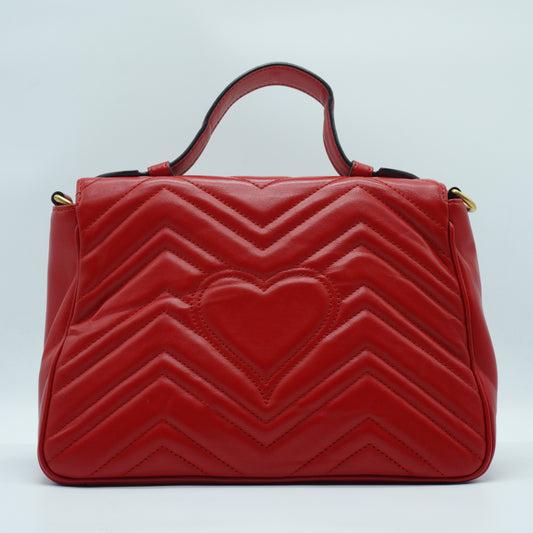 Gucci GG Marmont Top Handle medium Red GHW