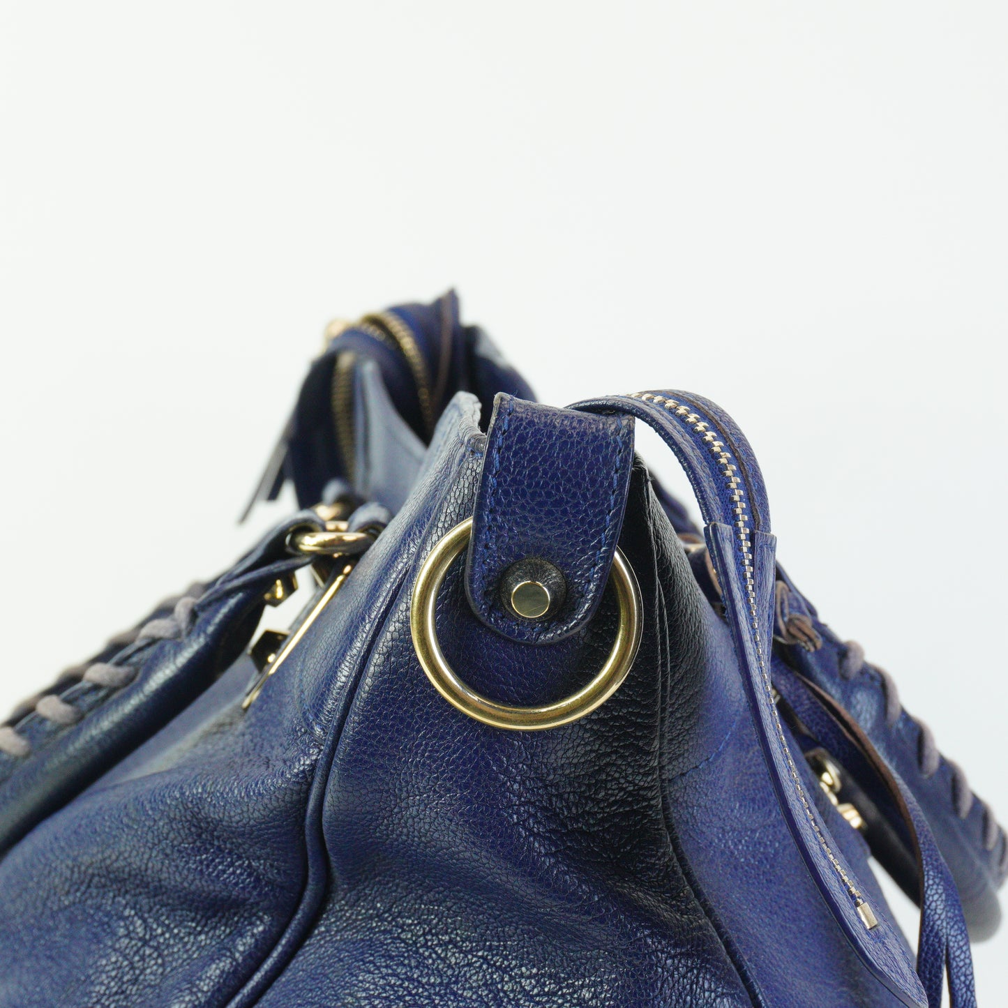 Balenciaga	Motocross Metallic Edge City Bag Blue Obscur Medium GHW