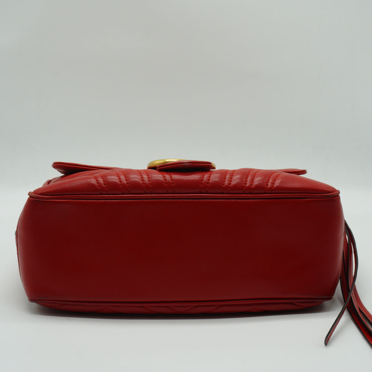 Gucci GG Marmont Matelassé Leather Medium Top Handle Shoulder Bag Red GHW