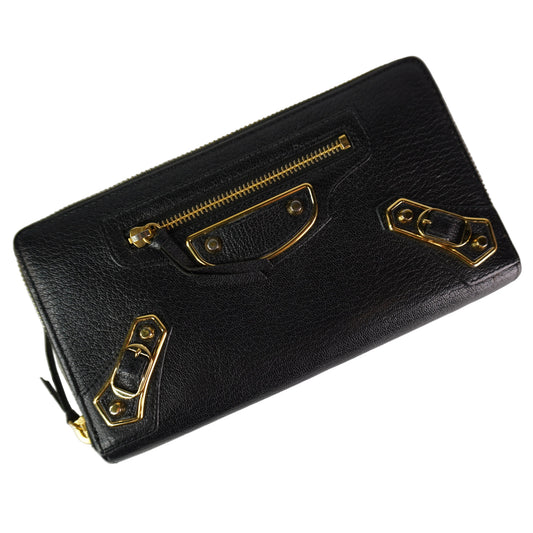 Balenciaga Metallic Edge Zip-Around Wallet