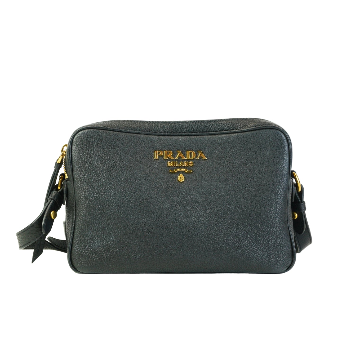 Prada Vitello Daino Double Zip Camera Bag Black Small  GHW