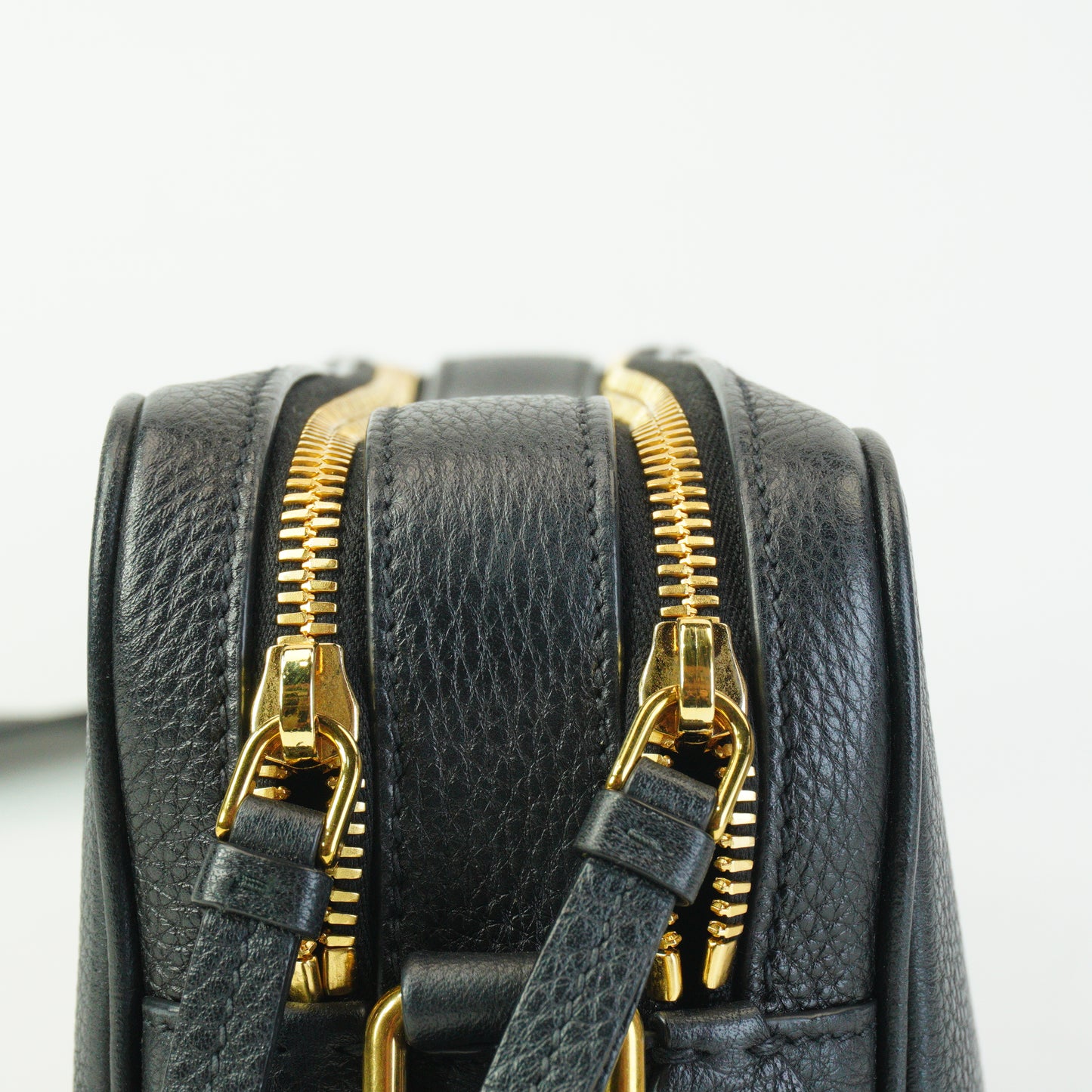 Prada Vitello Daino Double Zip Camera Bag Black Small  GHW