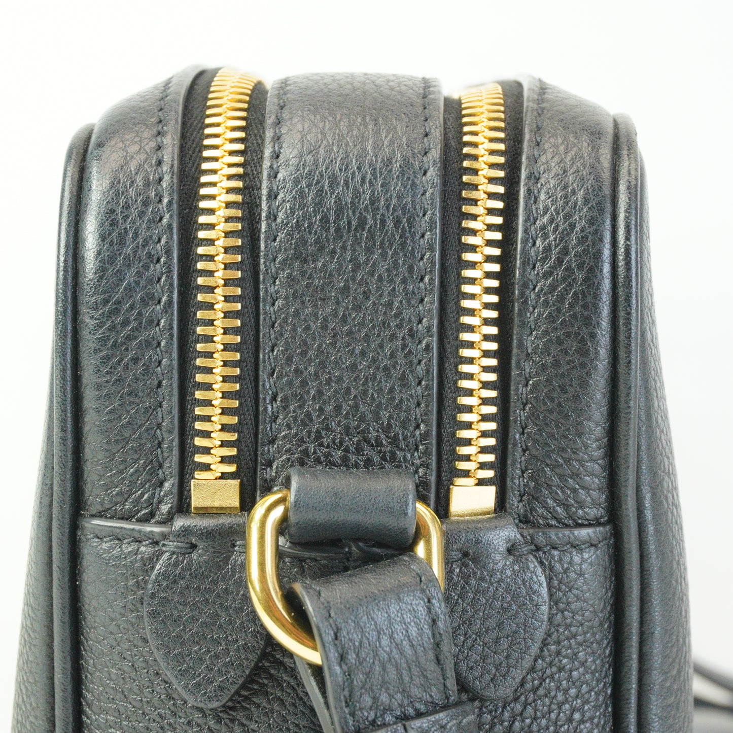Prada Vitello Daino Double Zip Camera Bag Black Small  GHW