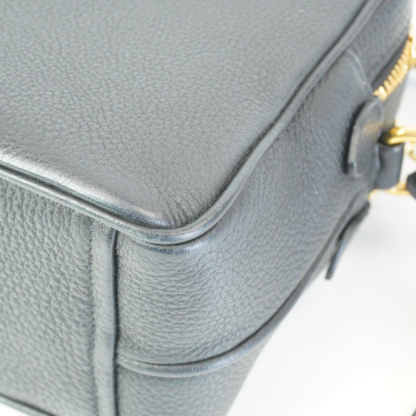 Prada Vitello Daino Double Zip Camera Bag Black Small  GHW