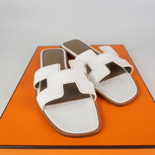 Hermes Oran Sandals Blanc