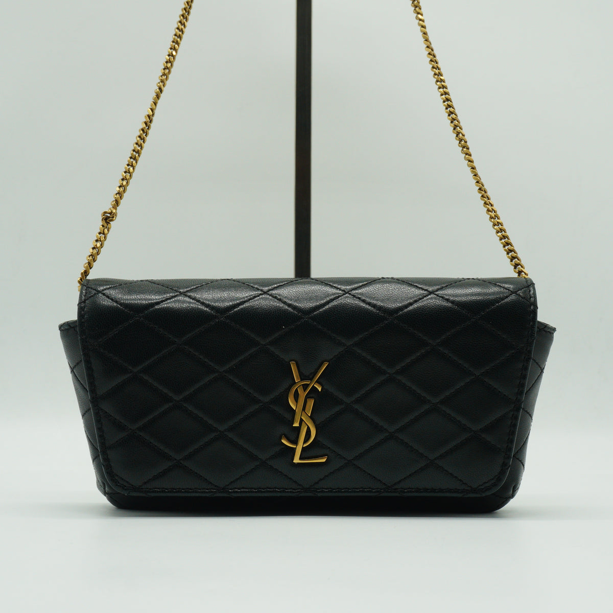 YSL	Gaby Chain Phone Holder Black Small GHW