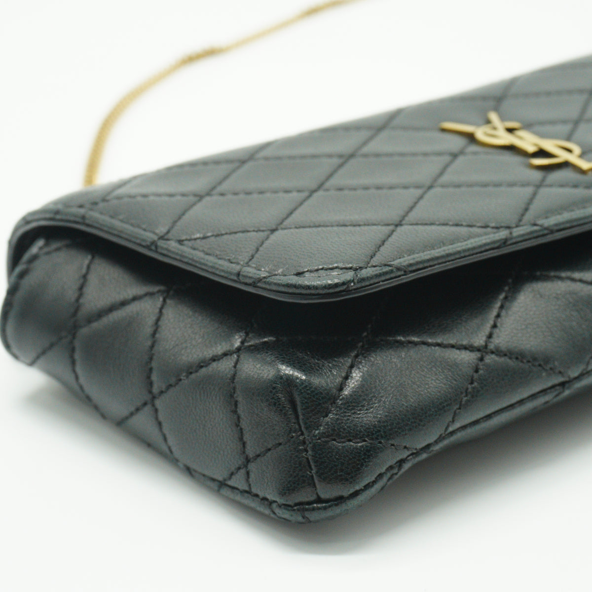 YSL	Gaby Chain Phone Holder Black Small GHW