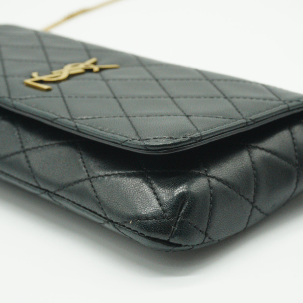 YSL	Gaby Chain Phone Holder Black Small GHW