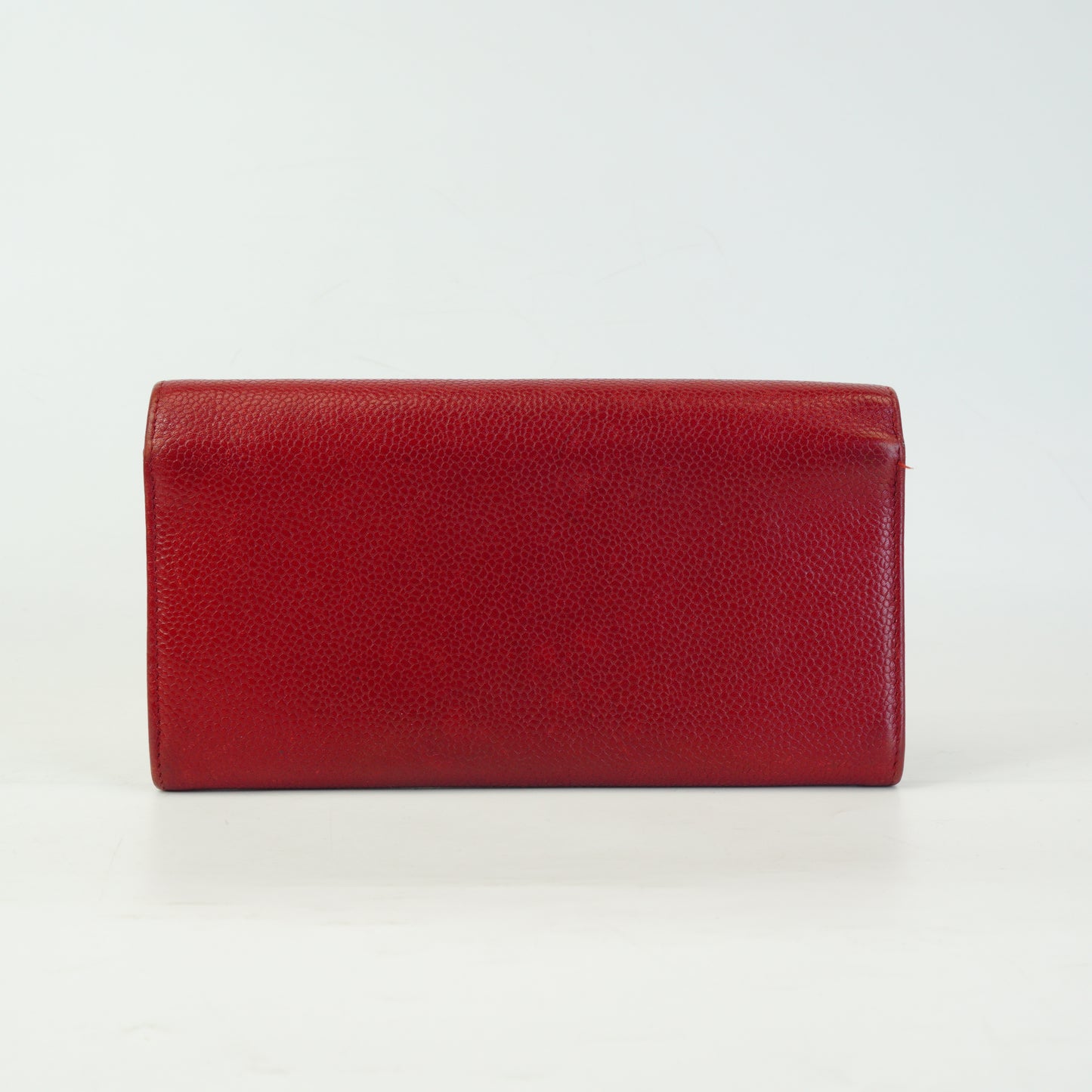 Chanel  Embossed Red Caviar Leather long Wallet SHW