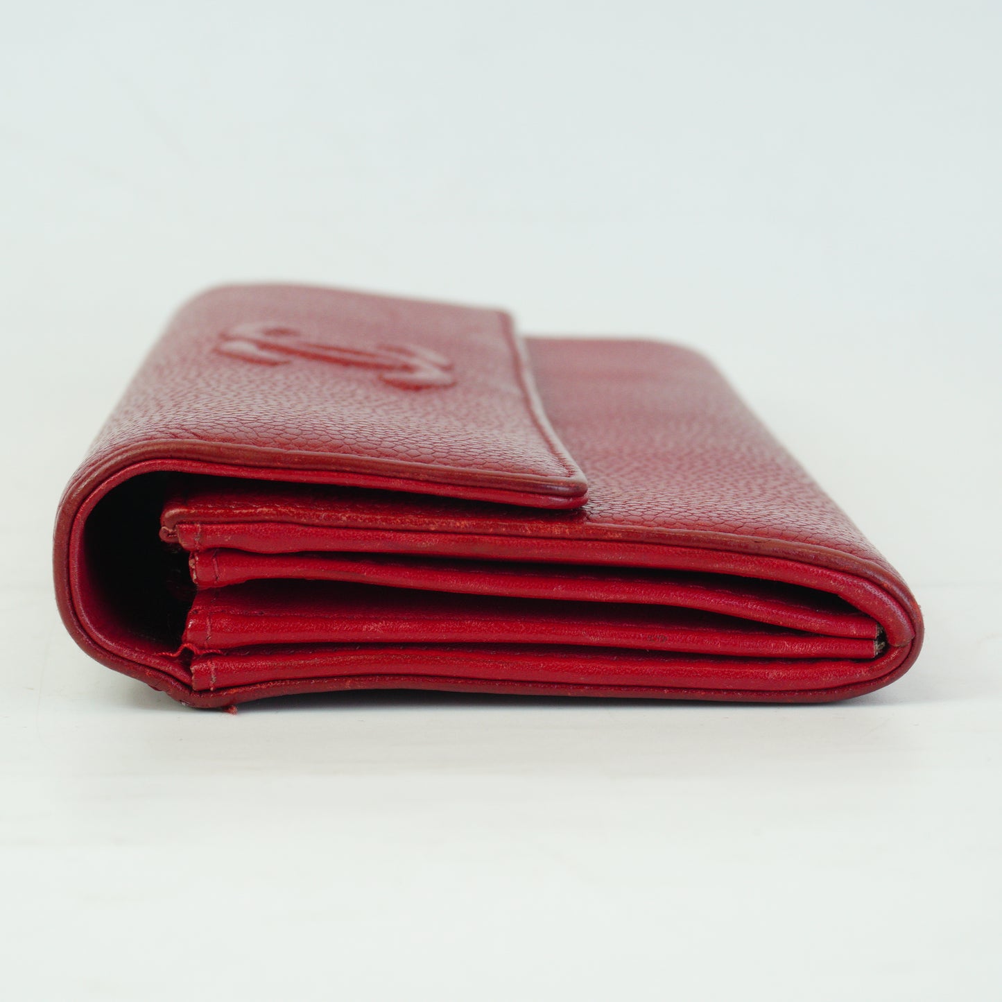 Chanel  Embossed Red Caviar Leather long Wallet SHW