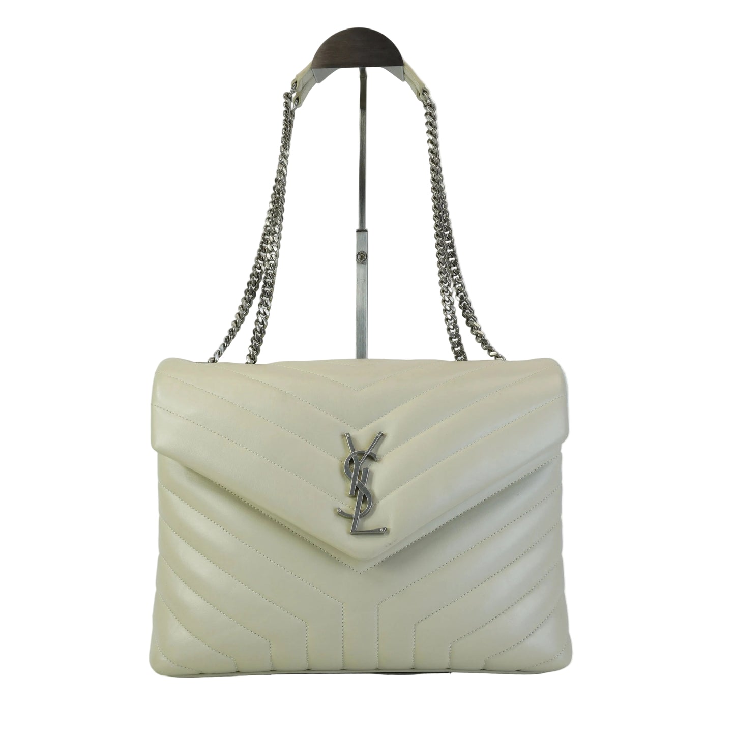 YSL	Loui Lou Shoulder Bag White Medium SHW