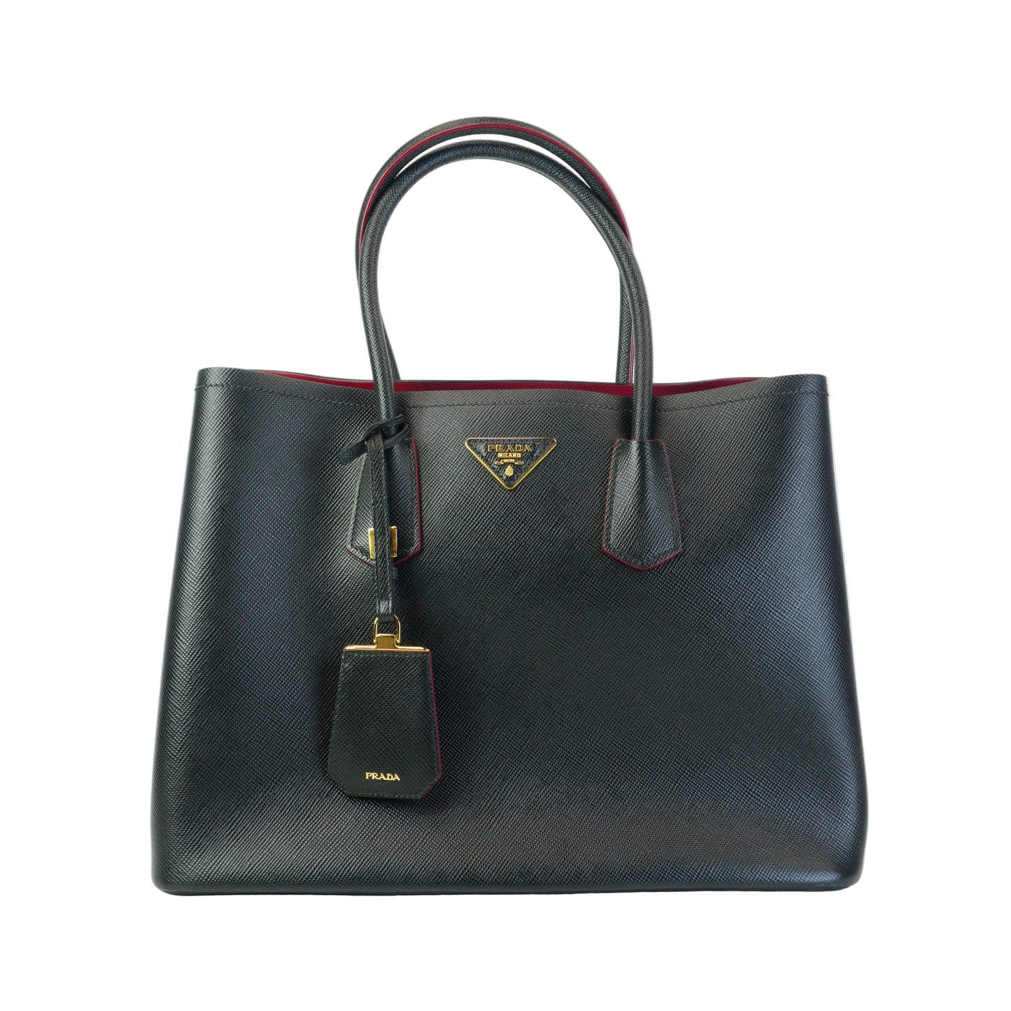 Prada Saffiano Cuir Double handle Black Large Tote GHW