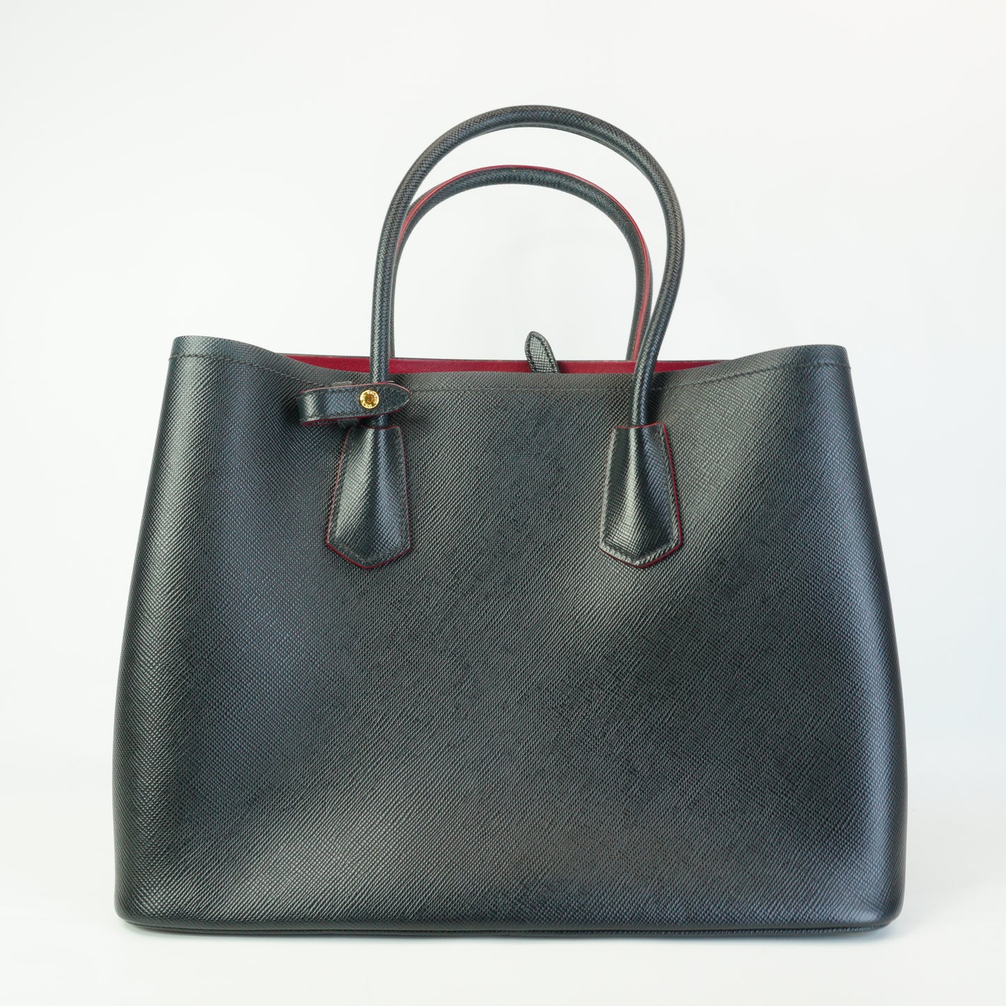 Prada Saffiano Cuir Double handle Black Large Tote GHW