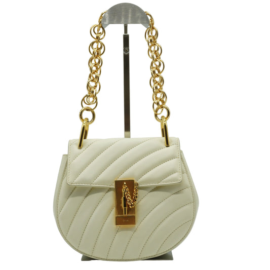 Chloe Mini Drew Bijou Shoulder Bag Small Off-White GHW