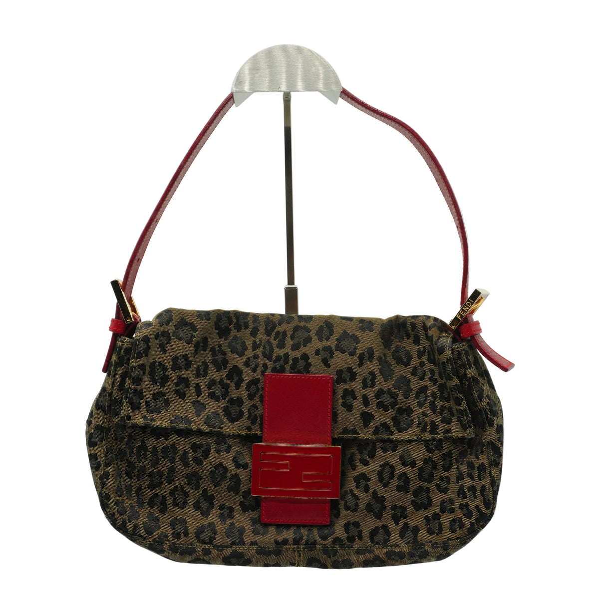 Fendi Baguette Small Denim Leopard GHW