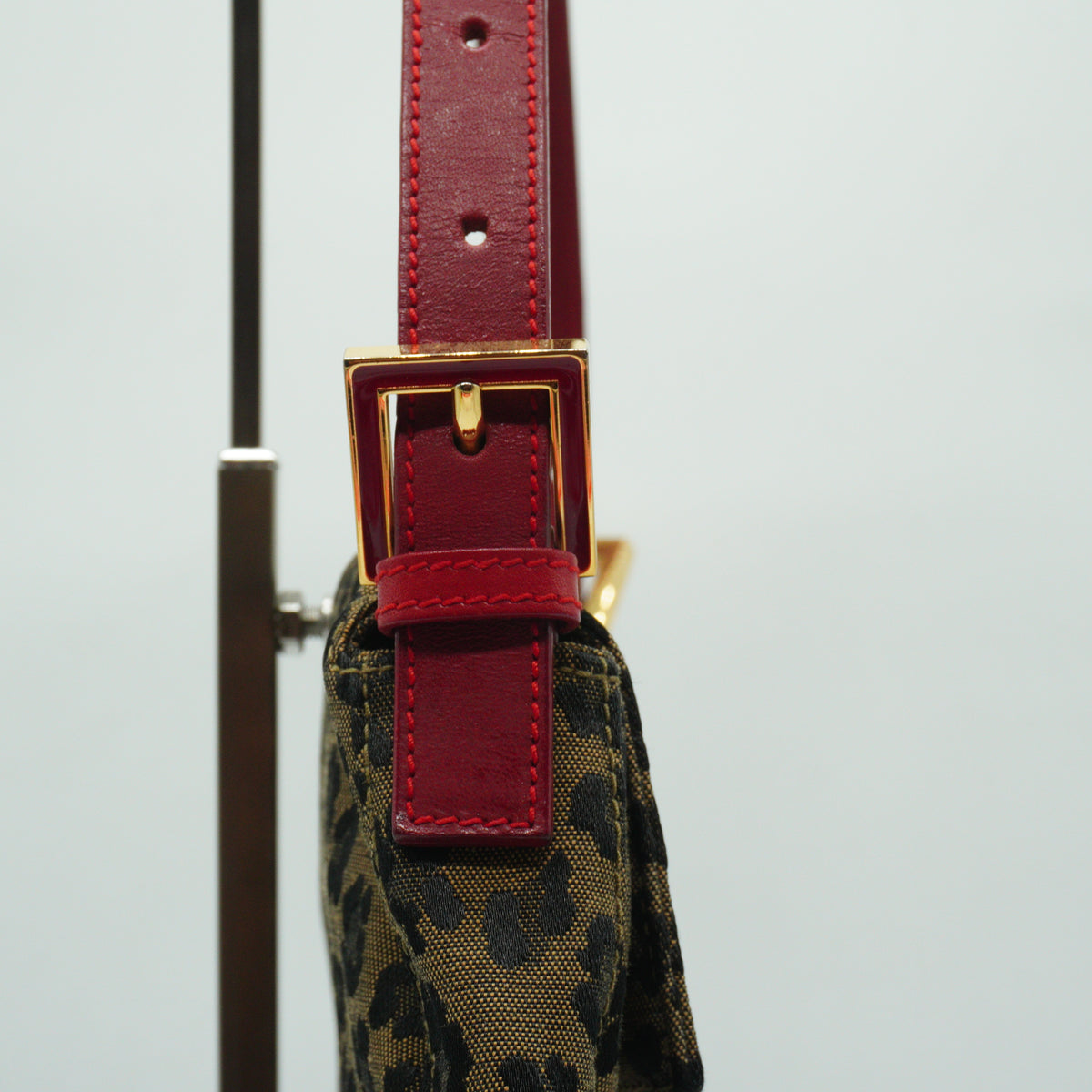Fendi Baguette Small Denim Leopard GHW