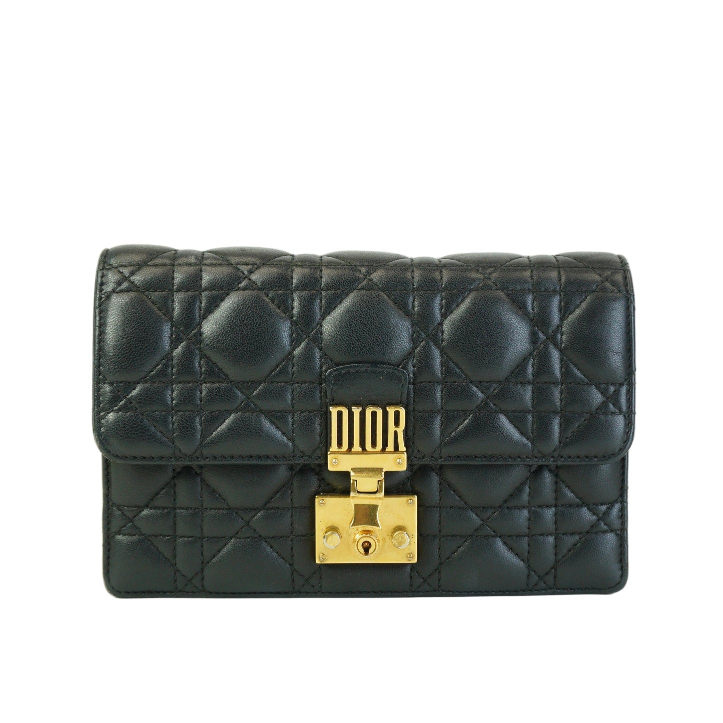 Dior	Cannage Black Wallet On Chain GHW