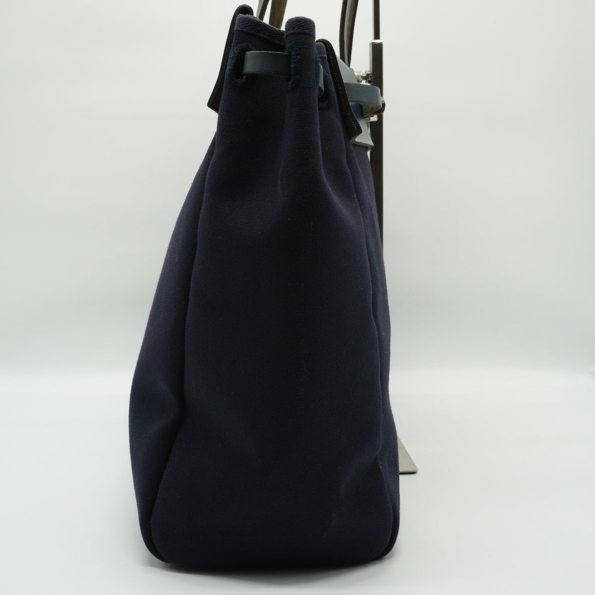 Hermes	Herbag Cabas Large Navy Blue Canvas and Leather SHW