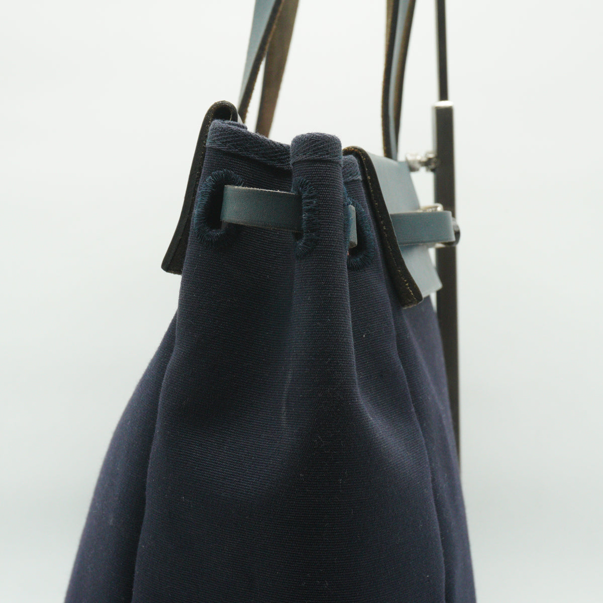 Hermes	Herbag Cabas Large Navy Blue Canvas and Leather SHW